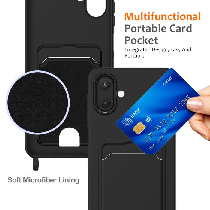 Bild 4, Samsung Galaxy A07 Skal Med Kortfack & Mobilsnöre Svart