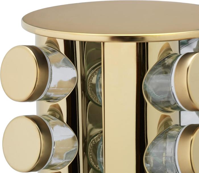 Bild 2, Roterande kryddställ med 20 glasburkar - Guld
