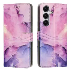 Samsung Galaxy S26 Fodral L&auml;der Marmor Lila