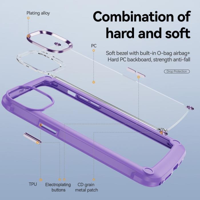 Bild 6, iPhone 15 Pro Skal Shockproof Hybrid Armor Lila