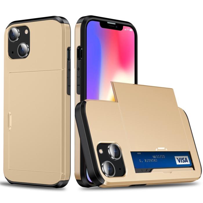 Bild 1, iPhone 15 Plus Skal Hybrid Med Kortfack Guld