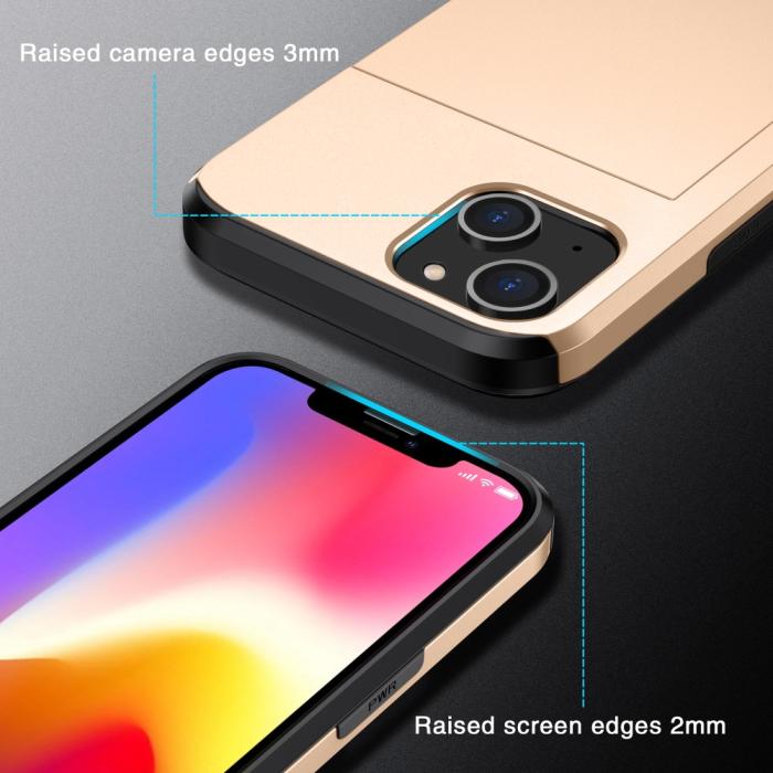 Bild 4, iPhone 15 Plus Skal Hybrid Med Kortfack Guld