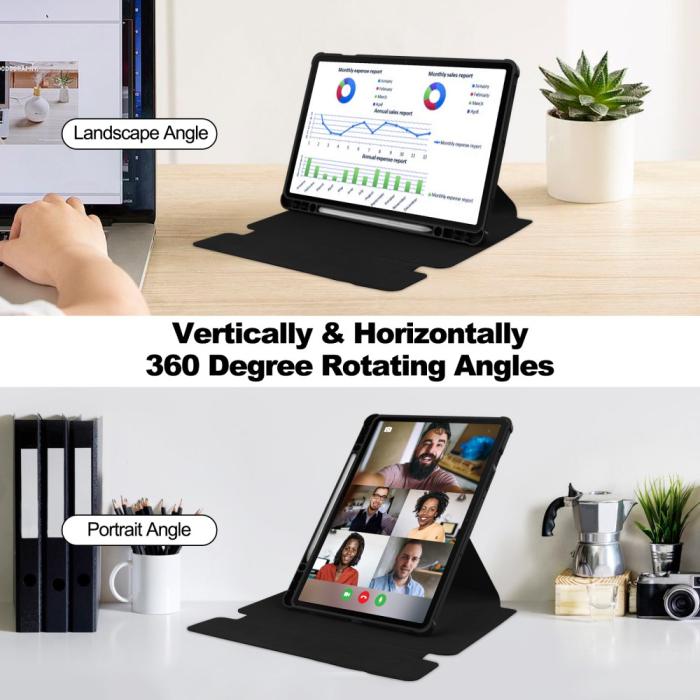 Bild 4, Galaxy Tab S9 Plus Fodral 360° Rotation Hybrid Svart