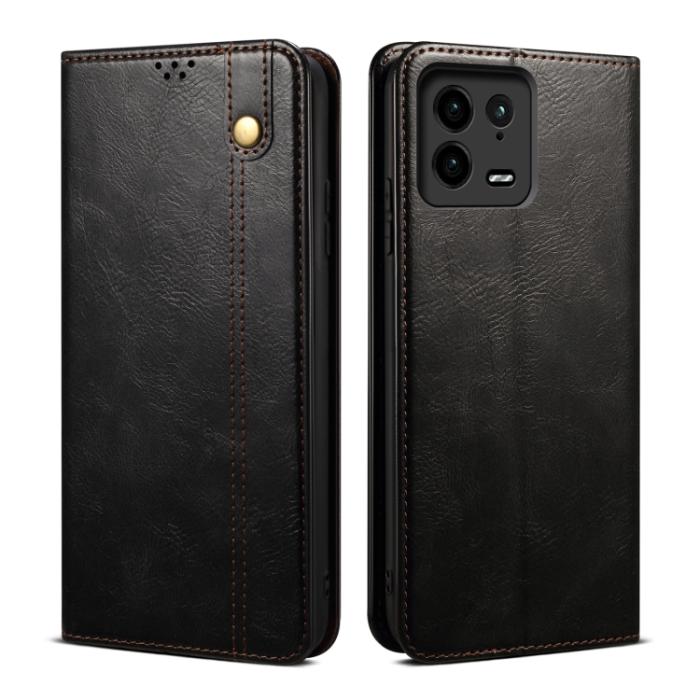 Bild 1, Xiaomi 13 Pro 5G Fodral Oil Wax Flip Läder Svart