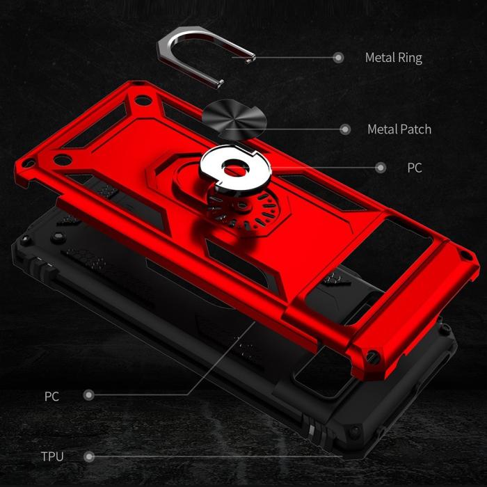 Bild 3, Google Pixel 7 Skal Shockproof Hybrid Ring Armor Röd