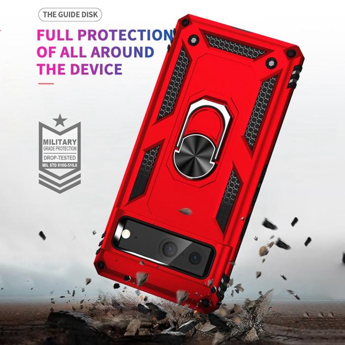 Bild 5, Google Pixel 7 Skal Shockproof Hybrid Ring Armor Röd