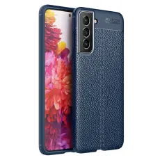 Samsung Galaxy S22 Plus Skal Litchi Textur Blå