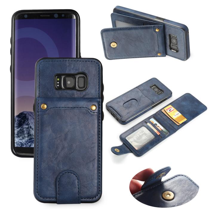 Bild 1, Samsung S8 Plus - Läderskal med korthållare - Svart