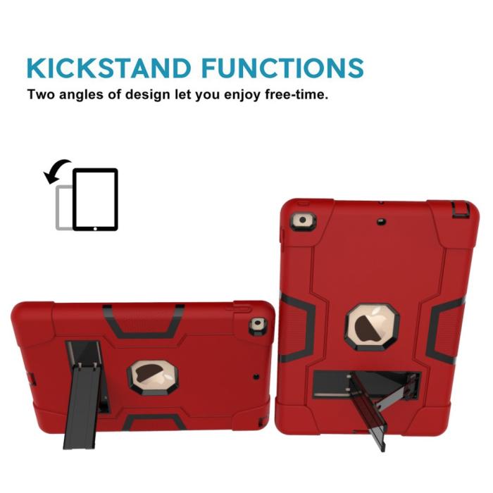 Bild 4, iPad 10.2 2019/2020/2021 Shockproof Hybrid Skal Med Kickstand Röd/Svart