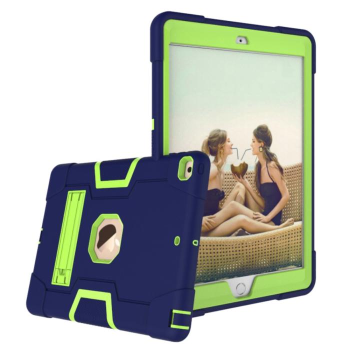 Bild 3, iPad 10.2 2019/2020/2021 Shockproof Hybrid Skal Med Kickstand Mörk Blå/Grön