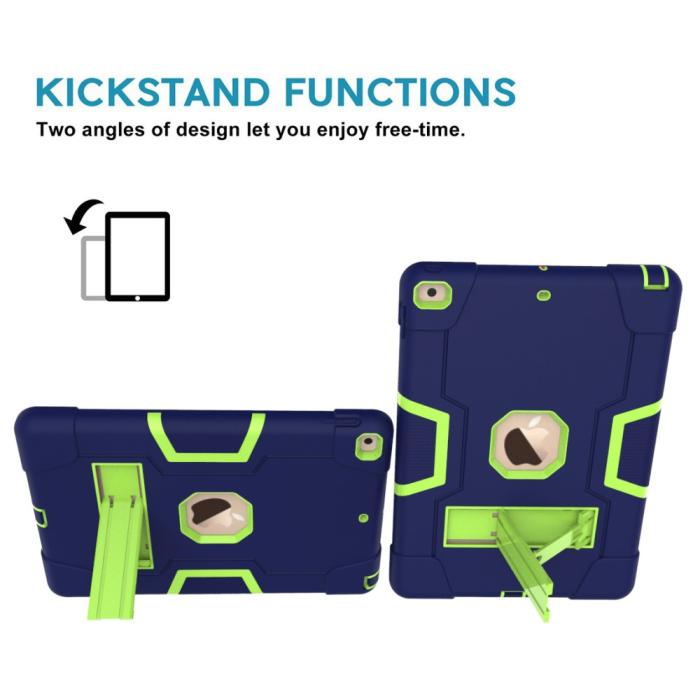Bild 4, iPad 10.2 2019/2020/2021 Shockproof Hybrid Skal Med Kickstand Mörk Blå/Grön