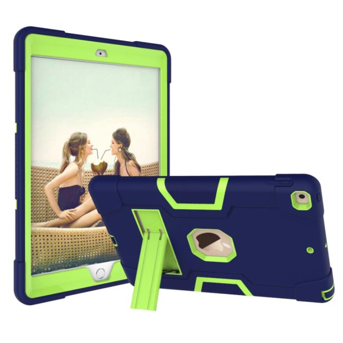 Bild 5, iPad 10.2 2019/2020/2021 Shockproof Hybrid Skal Med Kickstand Mörk Blå/Grön