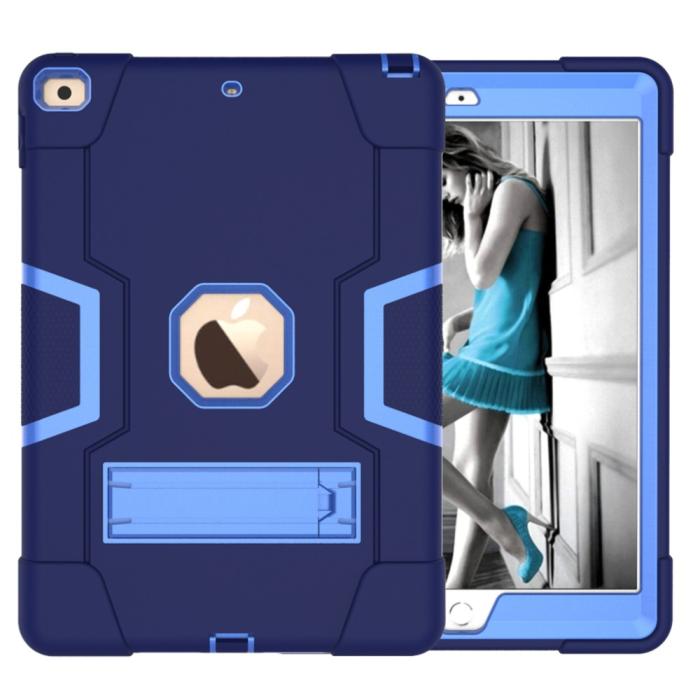 Bild 1, iPad 10.2 2019/2020/2021 Shockproof Hybrid Skal Med Kickstand Mörk Blå/Blå