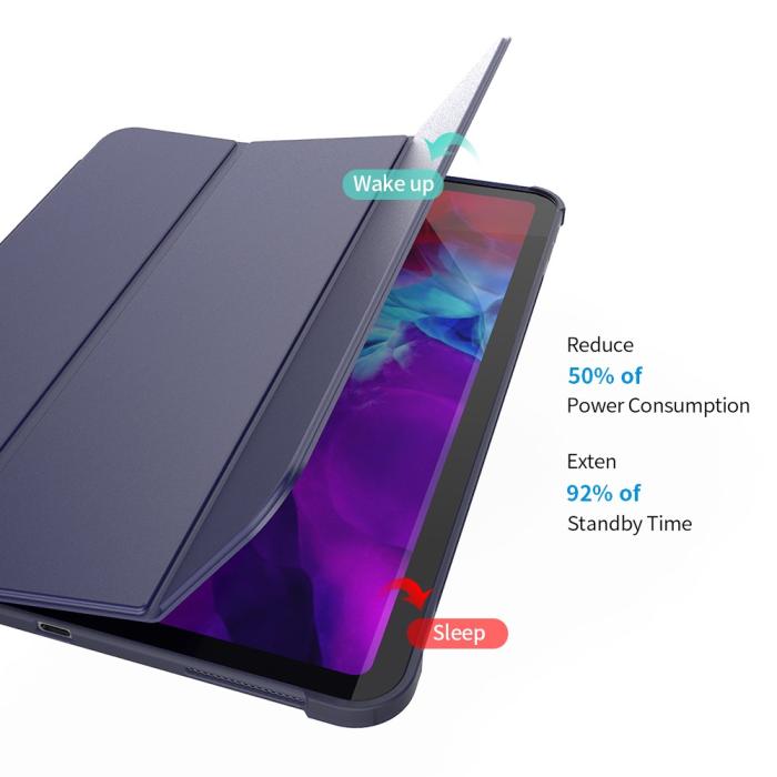 Bild 3, iPad Pro 11 (2018/2020/2021) - Tri-Fold Smart Fodral Pennhållare - Blå