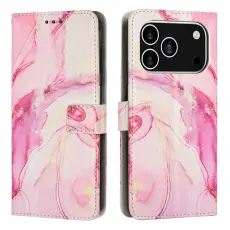 iPhone 17 Pro Fodral L&auml;der Marmor Ros&eacute;guld