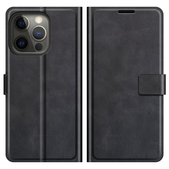 Bild 1, iPhone 13 Pro Max - Solid Slim Läder Fodral - Svart