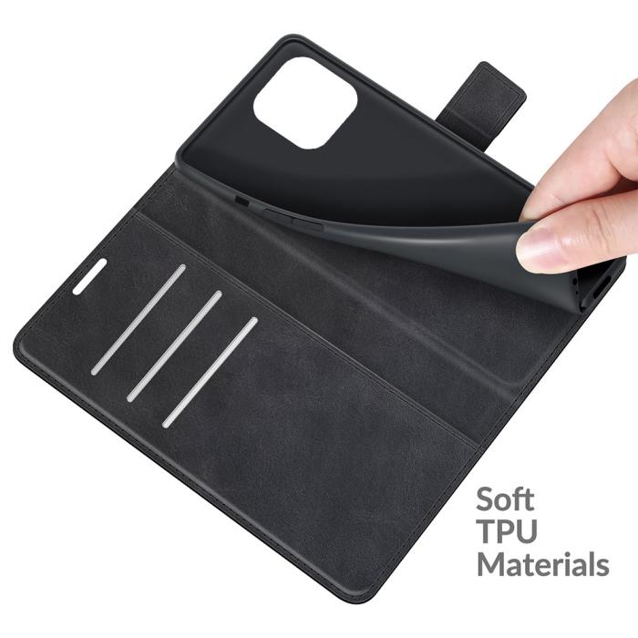 Bild 4, iPhone 13 Pro Max - Solid Slim Läder Fodral - Svart