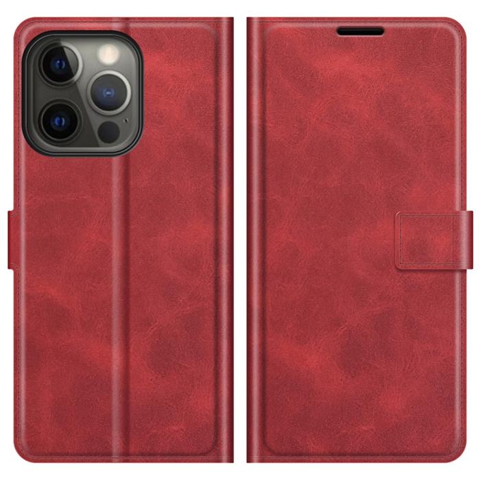 Bild 1, iPhone 13 Pro Max - Solid Slim Läder Fodral - Röd