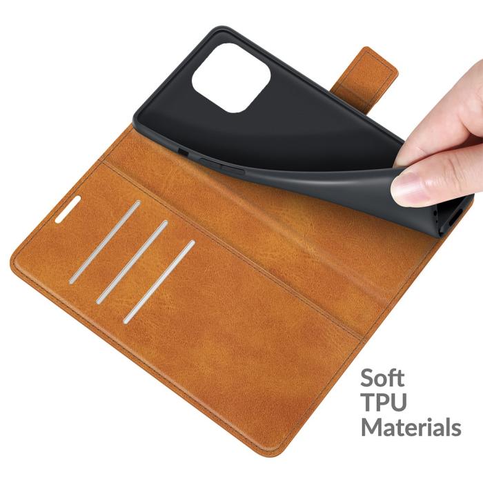 Bild 4, iPhone 13 Pro Max - Solid Slim Läder Fodral - Brun