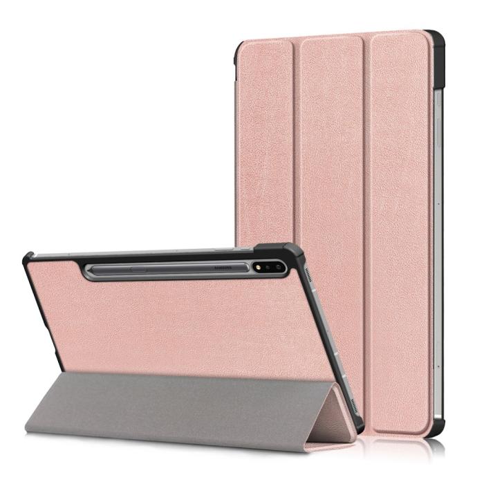 Bild 1, Samsung Galaxy Tab S7 / Tab S8 - Tri-Fold Fodral - Roséguld
