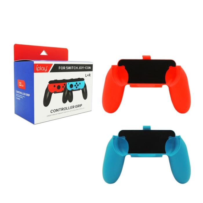Bild 2, iPlay 2 st Nintendo Switch Joy-Con Grip Röd/Blå