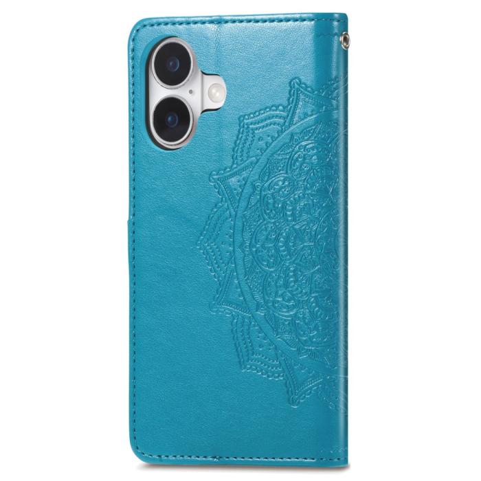 Bild 5, iPhone 16 Fodral Mandala Läder Blå