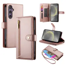 Samsung Galaxy S25 Fodral Multifunktionell L&auml;der Ros&eacute;guld