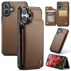 CASEME iPhone 16 Plus Skal RFID Kickstand Plånbok Brun