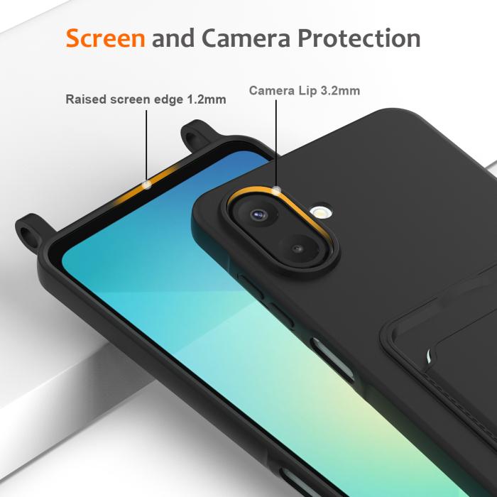 Bild 5, Samsung Galaxy A07 Skal Med Kortfack & Mobilsnöre Svart