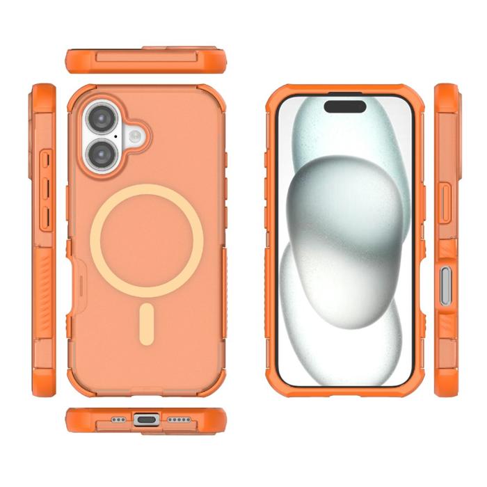 Bild 5, iPhone 16 Skal MagSafe Shockproof Hybrid Orange