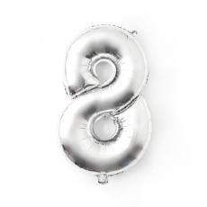Sifferballong Nummer 8 70 cm Silver