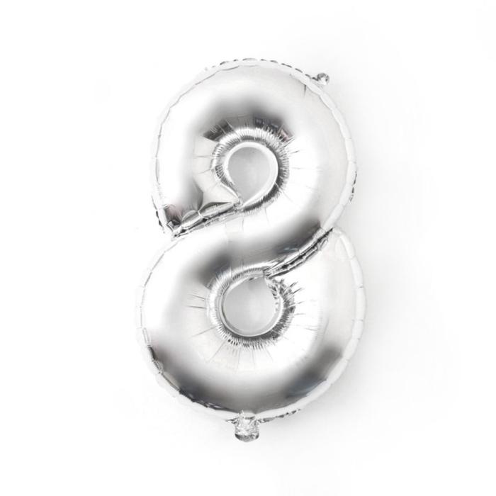 Bild 1, Sifferballong Nummer 8 70 cm Silver