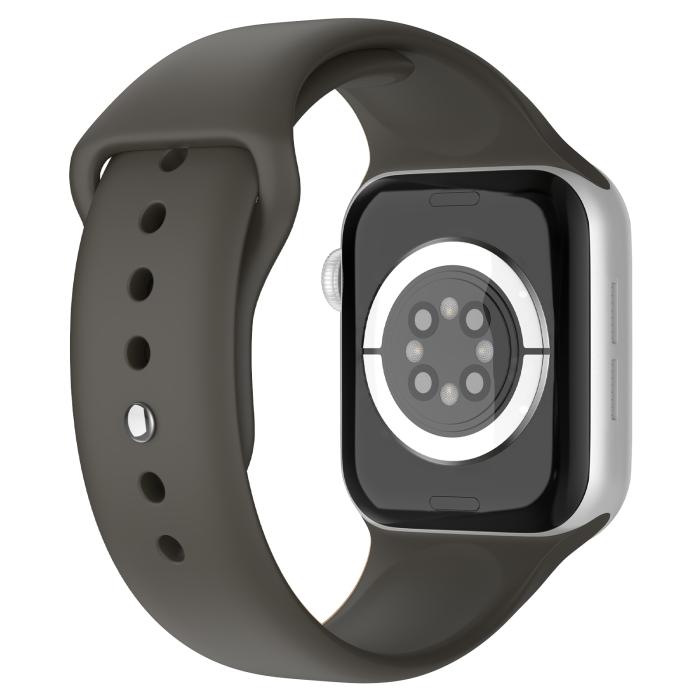 Bild 1, Apple Watch 42/44/45/49 mm Silikon Armband (M/L) Mörk Brun