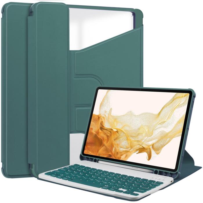 Bild 1, Galaxy Tab S9 Plus Fodral 360° Rotation Hybrid Svartgrön