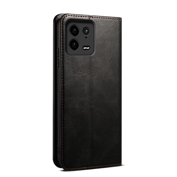 Bild 3, Xiaomi 13 Pro 5G Fodral Oil Wax Flip Läder Svart