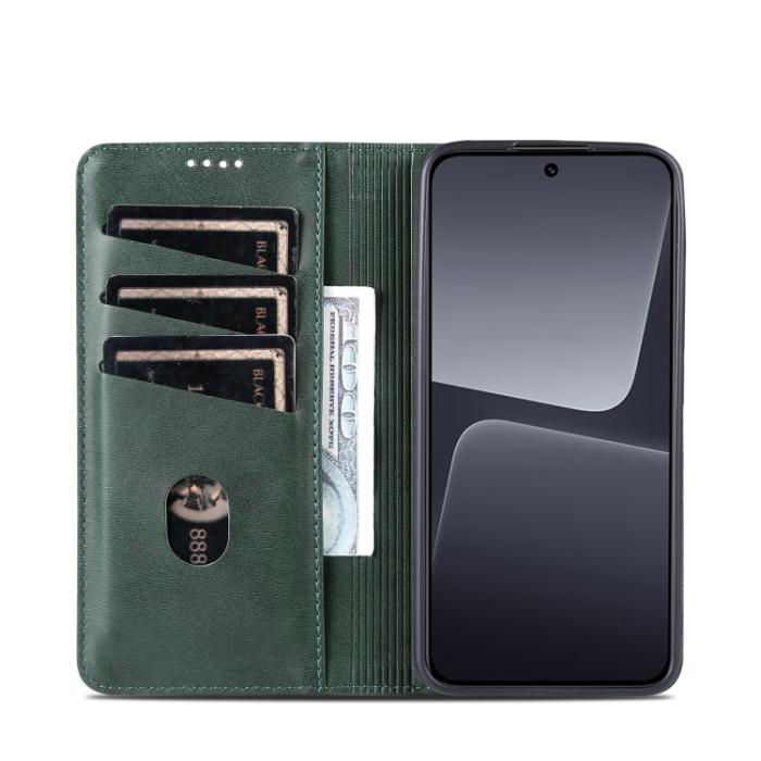 Bild 4, AZNS Xiaomi 13 5G Fodral Flip Läder Mörk Grön