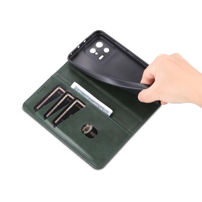 Bild 6, AZNS Xiaomi 13 5G Fodral Flip Läder Mörk Grön