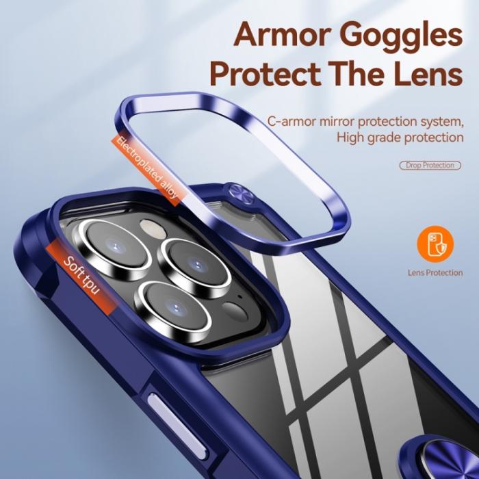 Bild 6, iPhone 15 Pro Skal Shockproof Armor Ring Blå