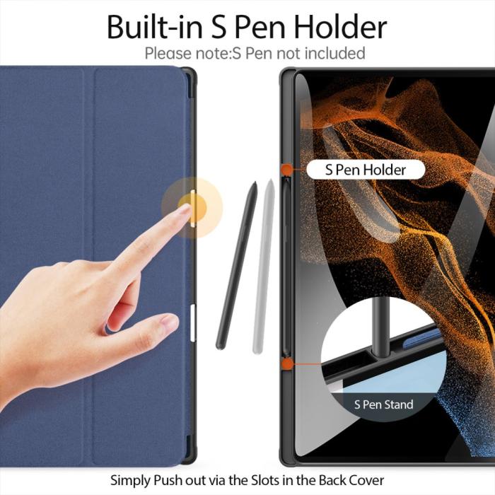 Bild 3, DUX DUCIS Galaxy Tab S9 Ultra DOMO Fodral Tri-Fold Blå