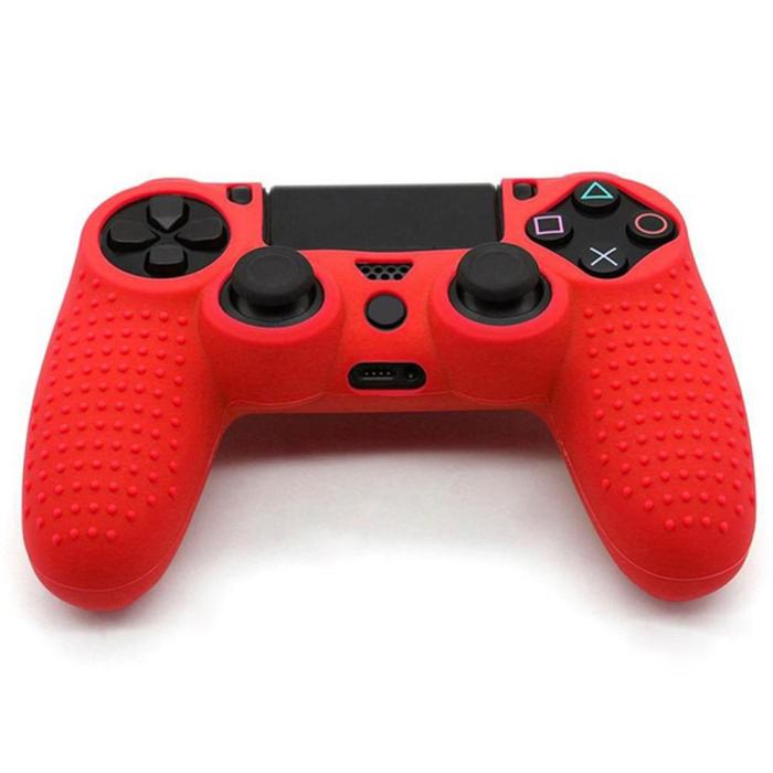 Bild 1, PS4 Kontroll Skal Silikon Anti-Slip Röd