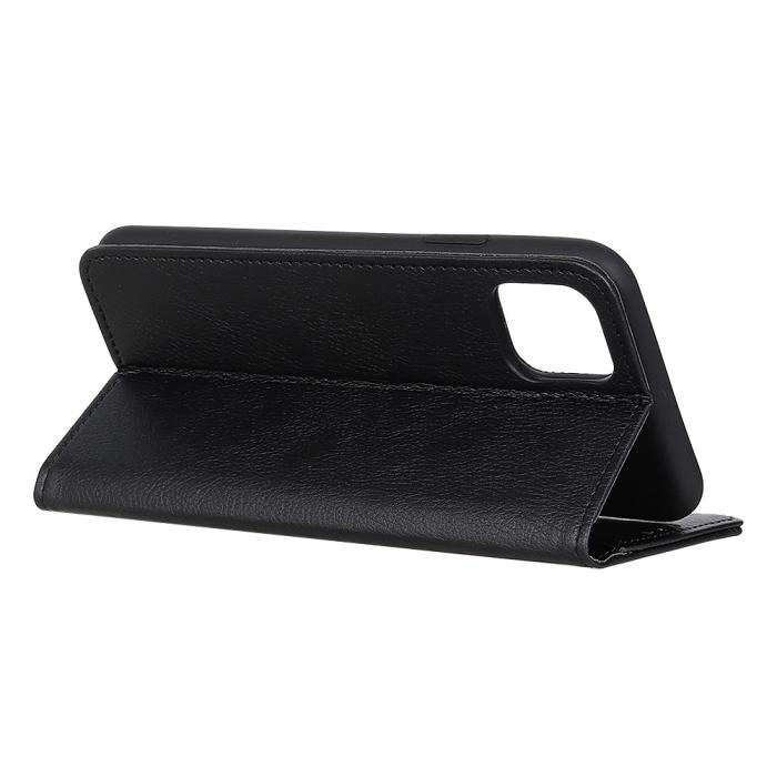 Bild 3, iPhone 12 Pro Max - Split Läder Flip Fodral - Svart
