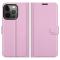 iPhone 13 Pro Max - Litchi Slim Läder Fodral - Ljus Rosa