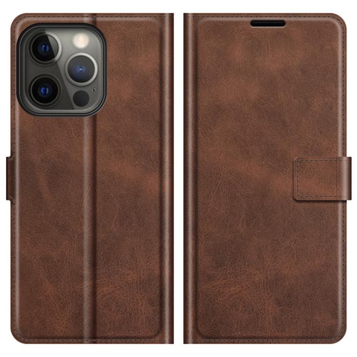 Bild 1, iPhone 13 Pro Max - Solid Slim Läder Fodral - Brun