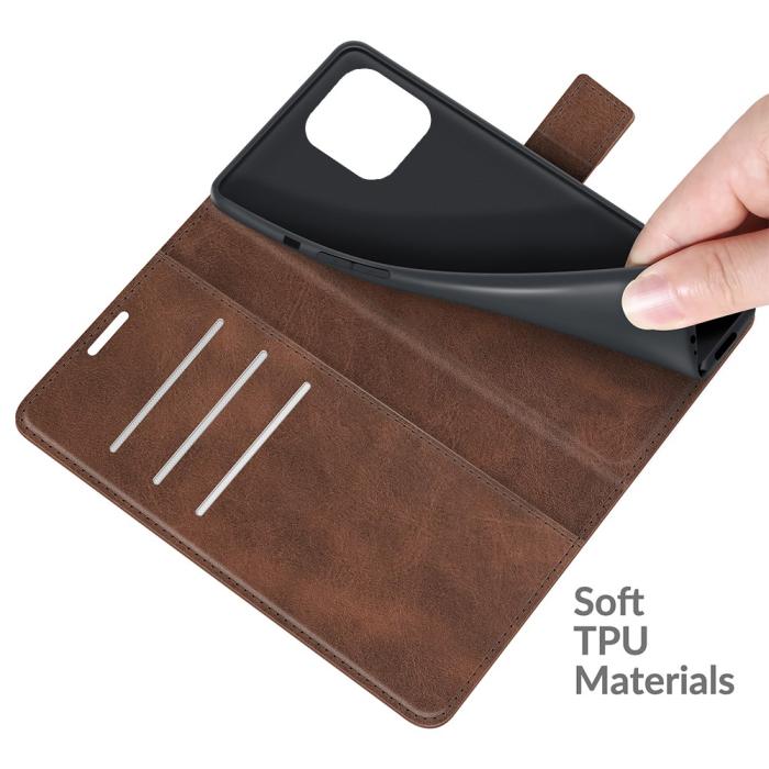 Bild 4, iPhone 13 Pro Max - Solid Slim Läder Fodral - Brun