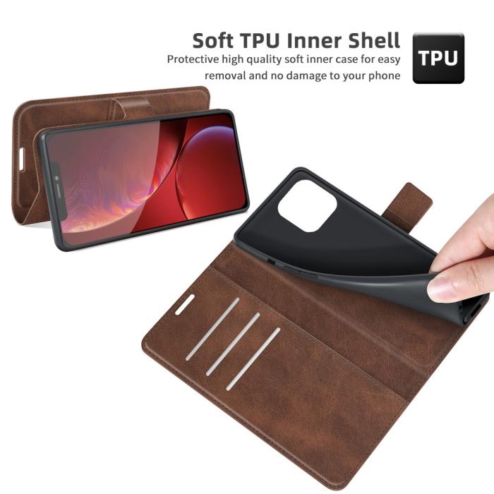 Bild 5, iPhone 13 Pro Max - Solid Slim Läder Fodral - Brun