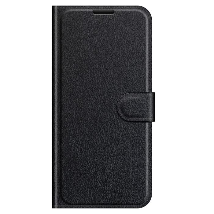 Bild 5, iPhone 13 Pro Max - Litchi Slim Läder Fodral - Svart
