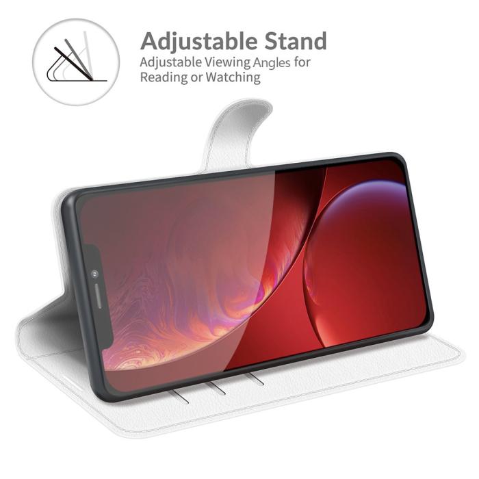 Bild 2, iPhone 13 Pro Max - Litchi Slim Läder Fodral - Vit