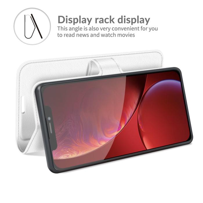 Bild 3, iPhone 13 Pro Max - Litchi Slim Läder Fodral - Vit