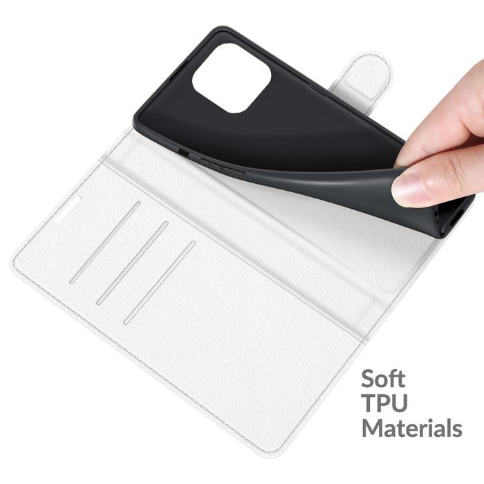 Bild 4, iPhone 13 Pro Max - Litchi Slim Läder Fodral - Vit