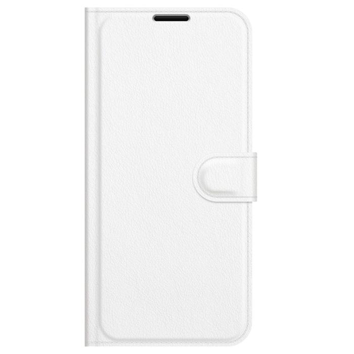 Bild 5, iPhone 13 Pro Max - Litchi Slim Läder Fodral - Vit